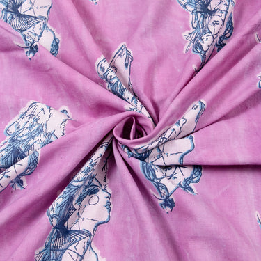 Indigo Block Printed Discharge Cotton Fabric