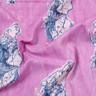 Indigo Block Printed Discharge Cotton Fabric
