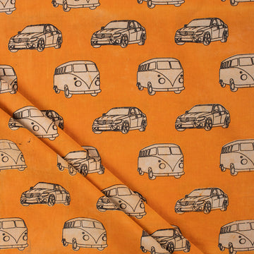 Hand Block Car Printed Cotton Fabric