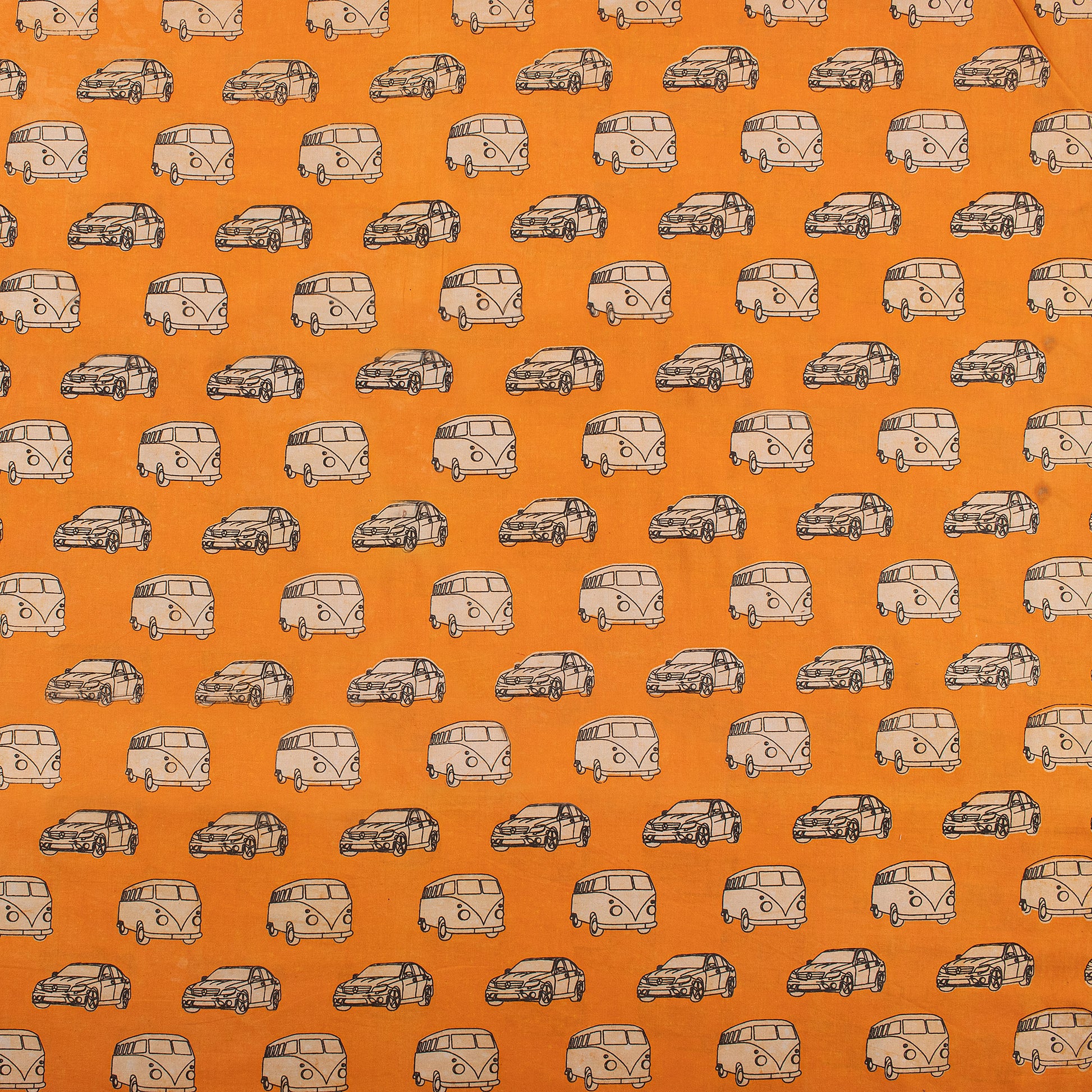 Hand Block Car Printed Cotton Fabric