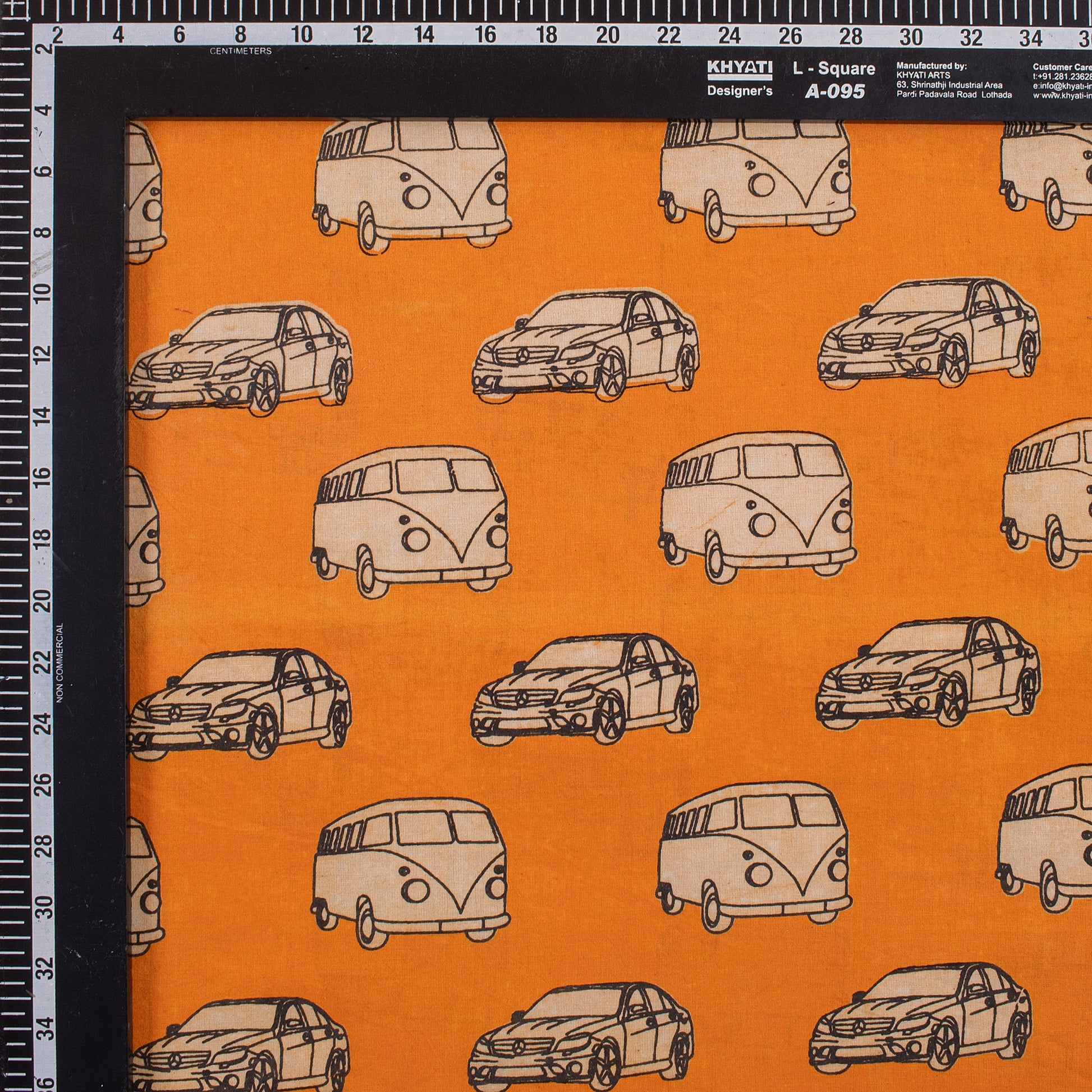 Hand Block Car Printed Cotton Fabric