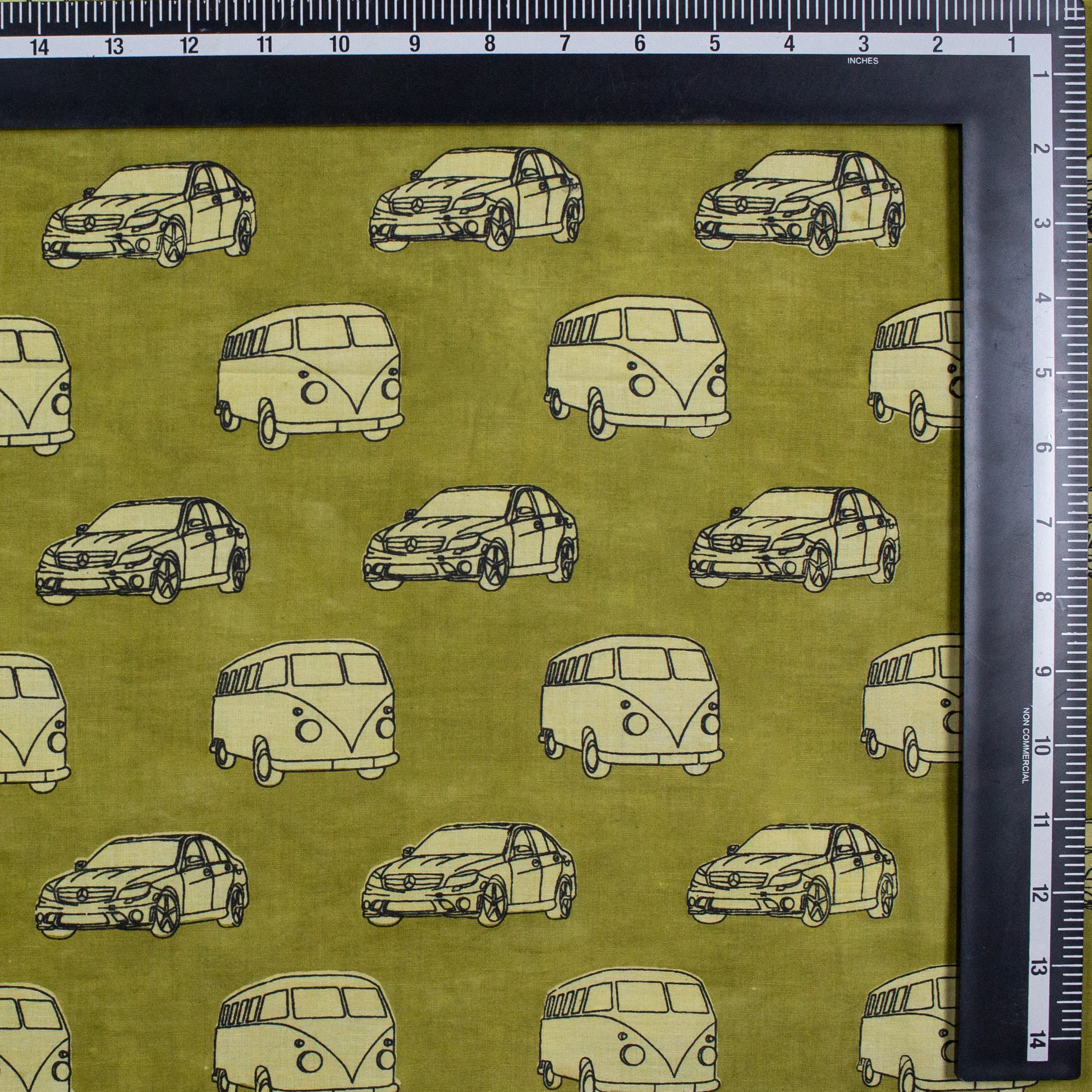 Hand Block Car Printed Cotton Fabric