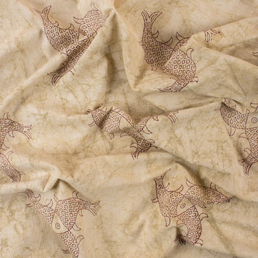 Fish Dabu Block Print Fabric