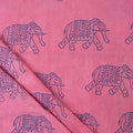 Elephant Printed Cotton Dabu Fabric