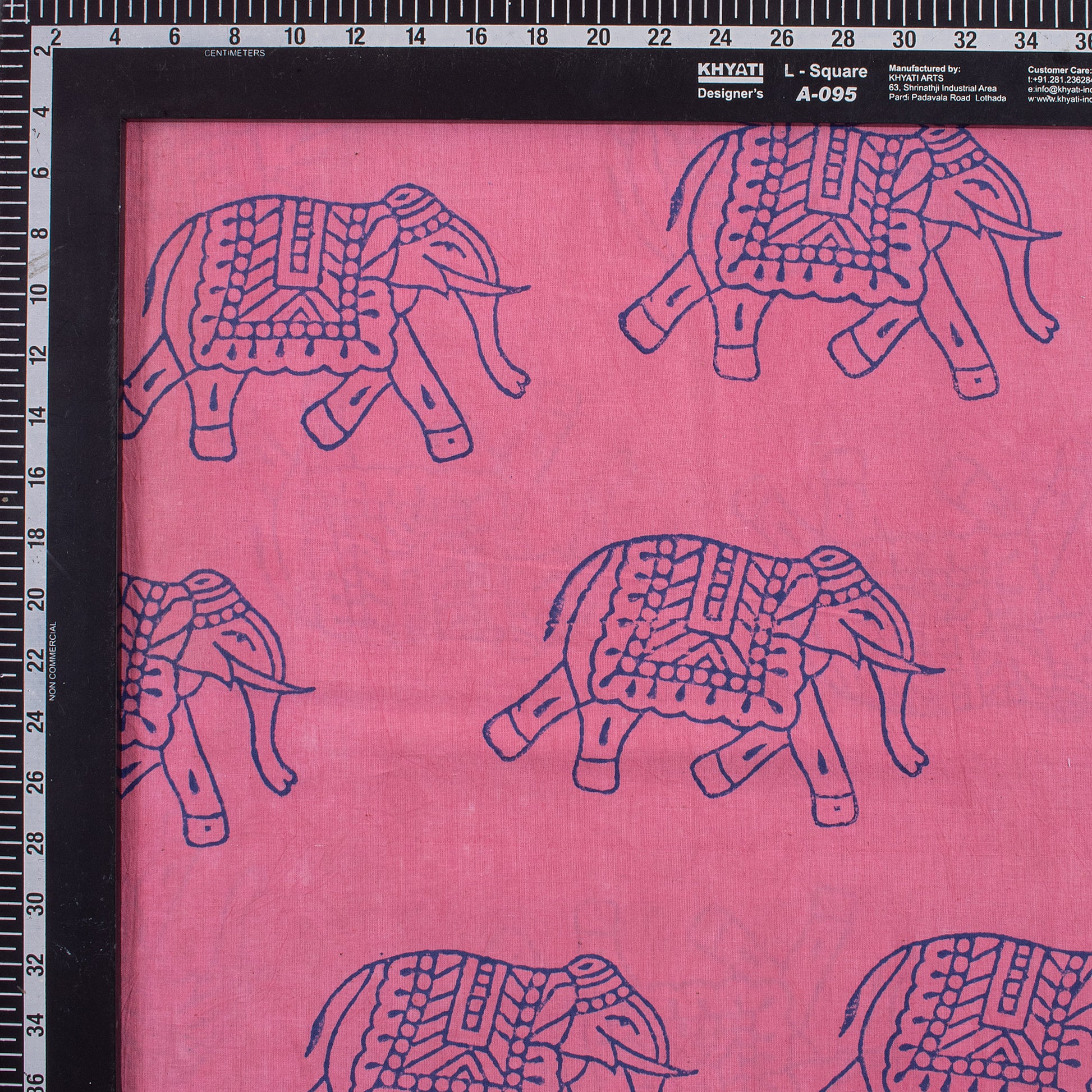 Elephant Printed Cotton Dabu Fabric