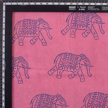 Elephant Printed Cotton Dabu Fabric