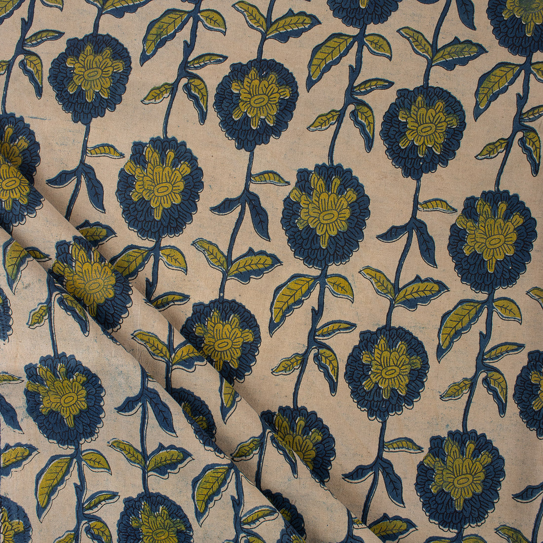 Floral Dabu Printed Cotton Fabric 