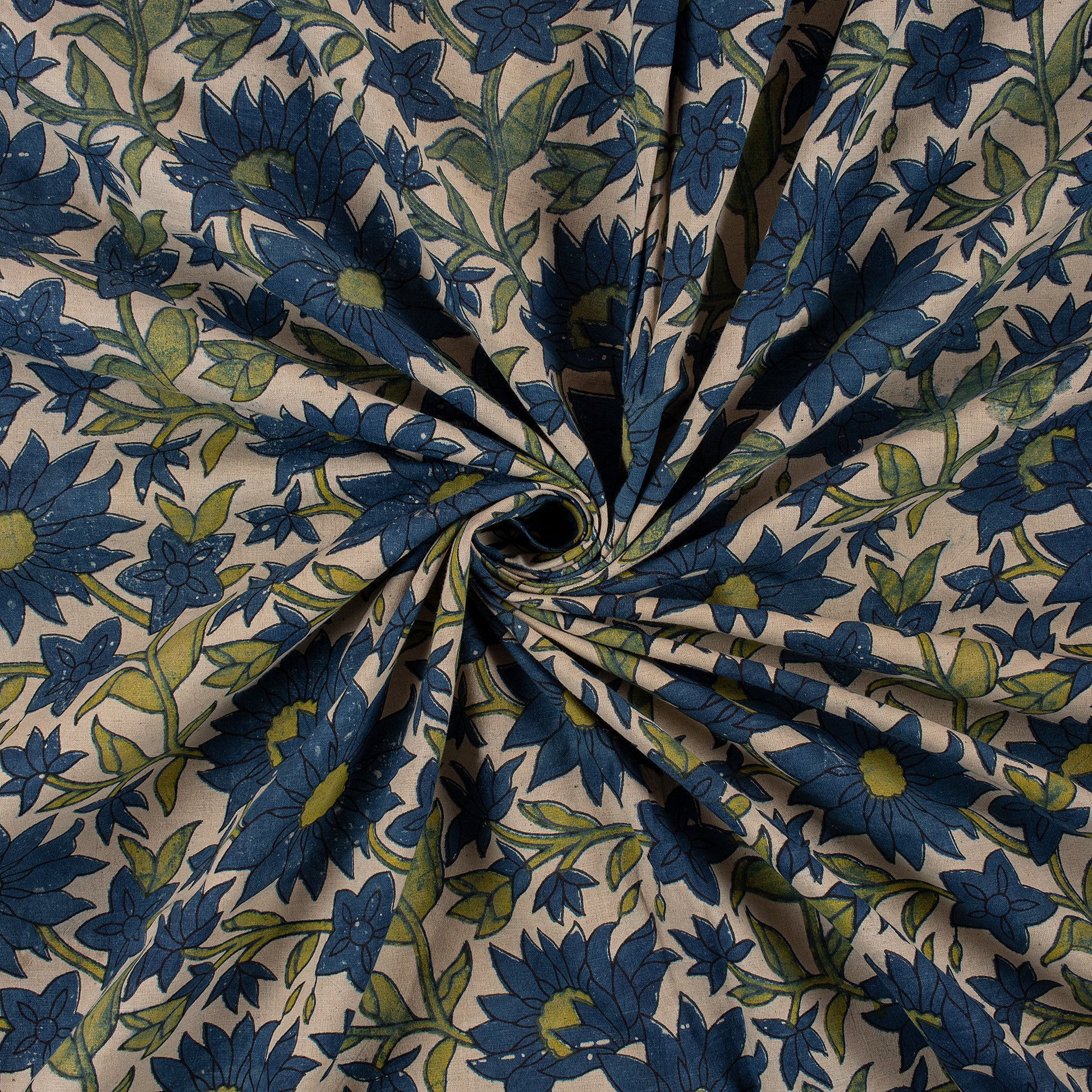 Floral Dabu Printed Cotton Fabric