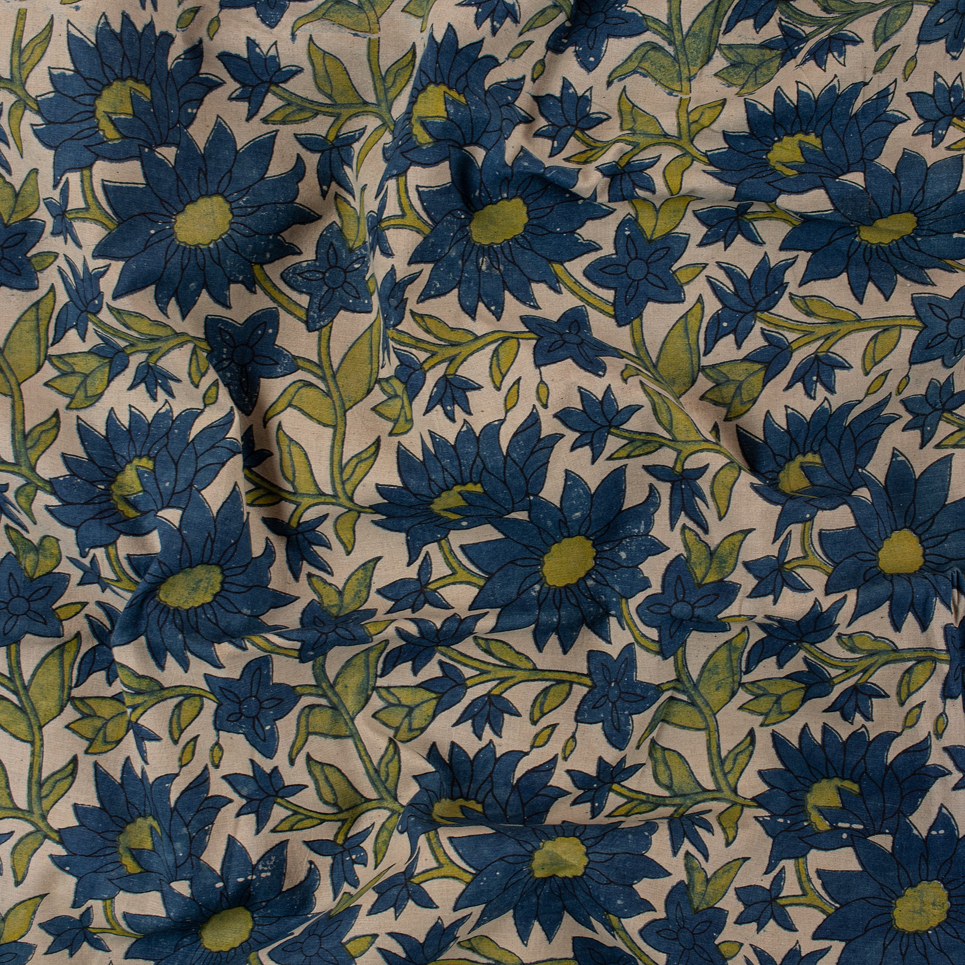 Floral Dabu Printed Cotton Fabric