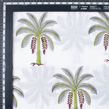 Sanganeri Grey Palm Tree Block Printing Materials Fabric Online