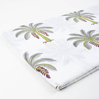 Sanganeri Grey Palm Tree Block Printing Materials Fabric Online