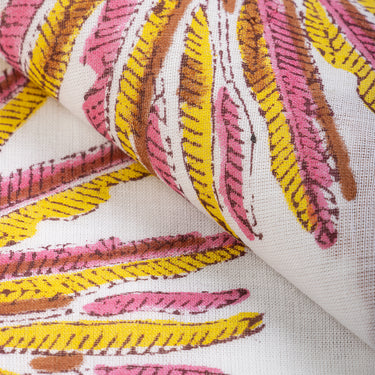 Brown Palm Cotton Block Print Fabric