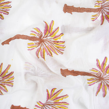 Brown Palm Cotton Block Print Fabric