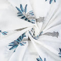 Blue Palm Cotton Handmade Block Print Fabric Online