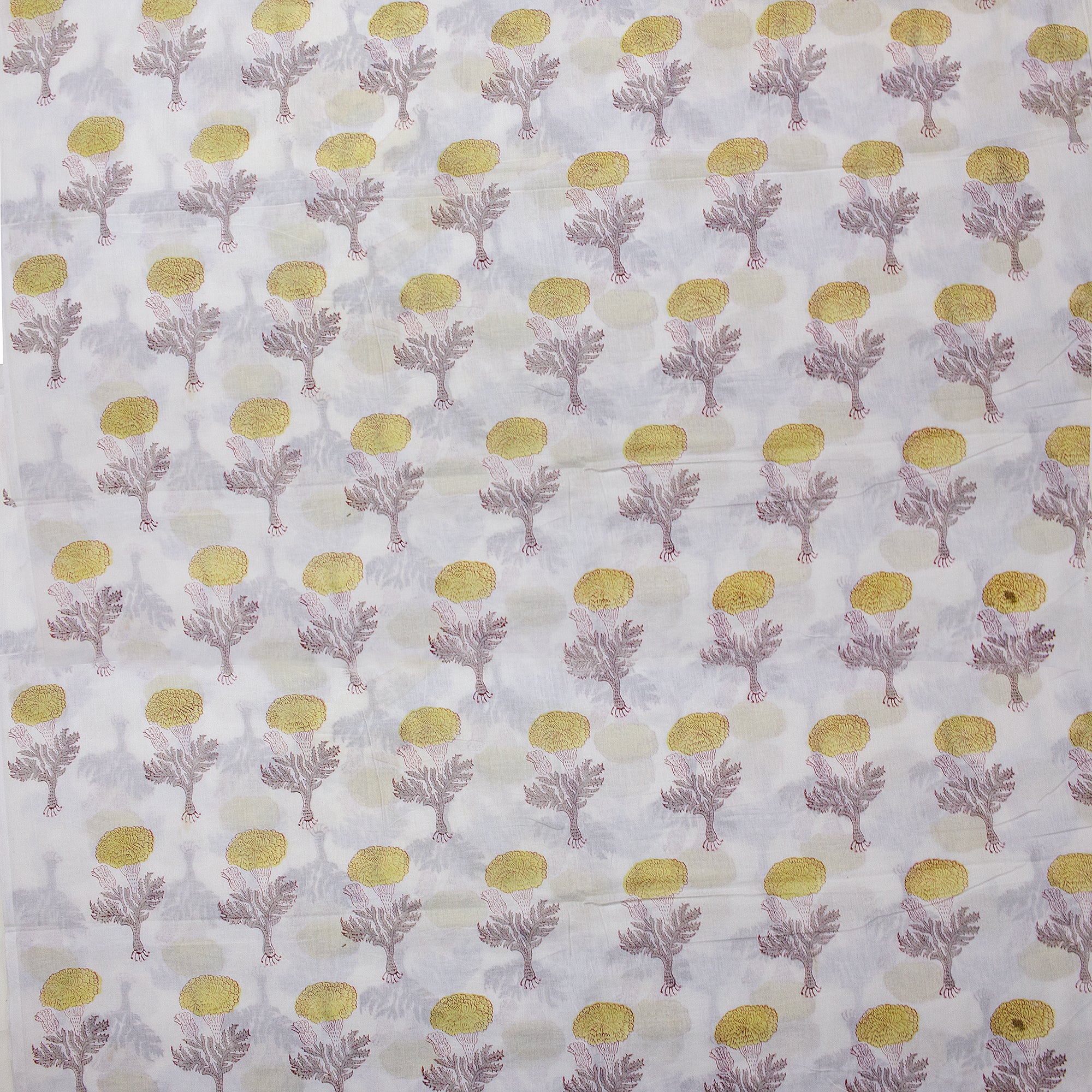 Buy Yellow Floral Cotton Block Pirnt Silk Fabric Online DMAASA.in – Dmaasa