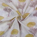 Yellow Floral Cotton Block Pirnt Silk Fabric Online