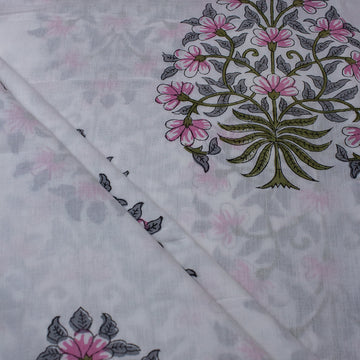 Soft Hand Floral Pure Cotton Block Print Fabric Online