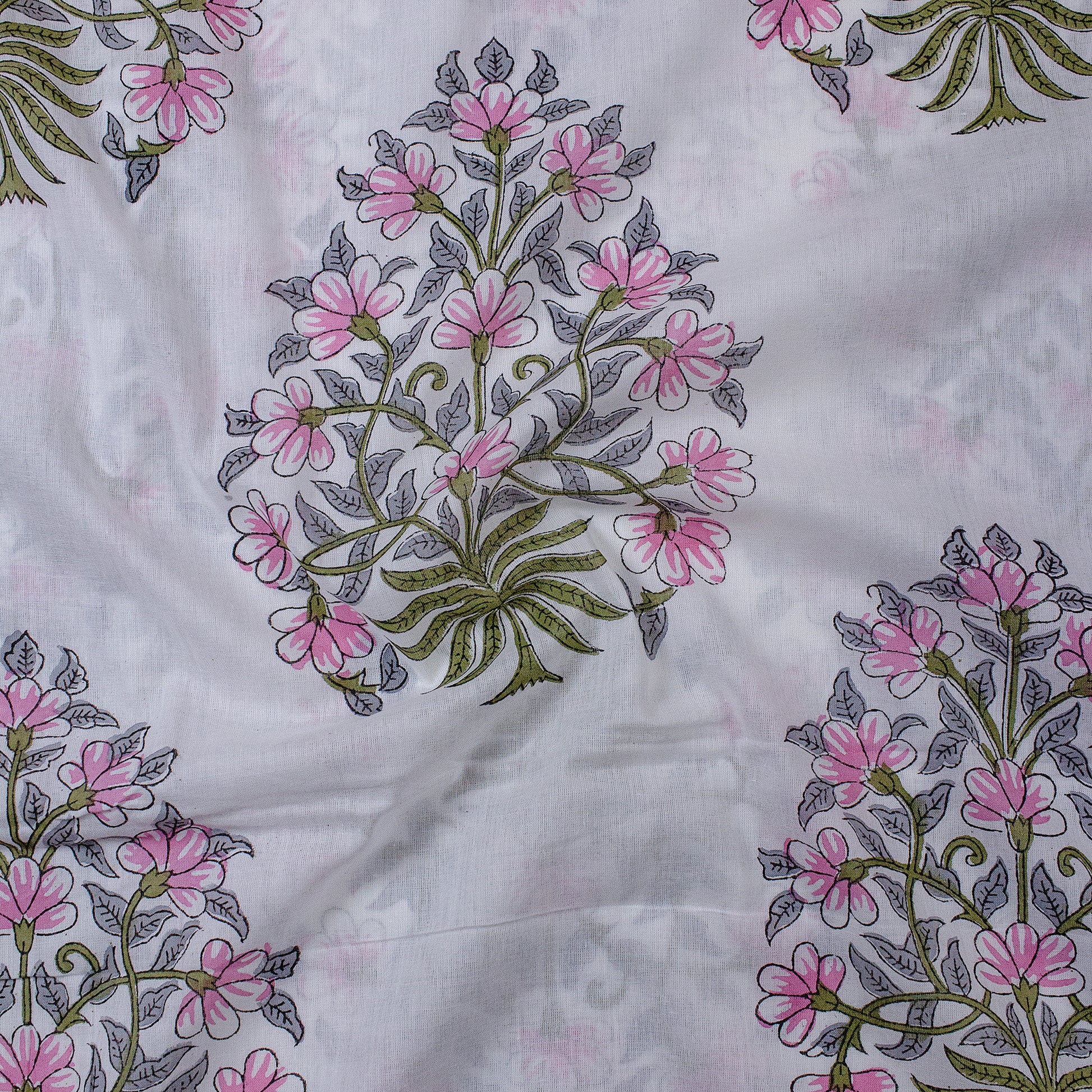 Soft Hand Floral Pure Cotton Block Print Fabric Online