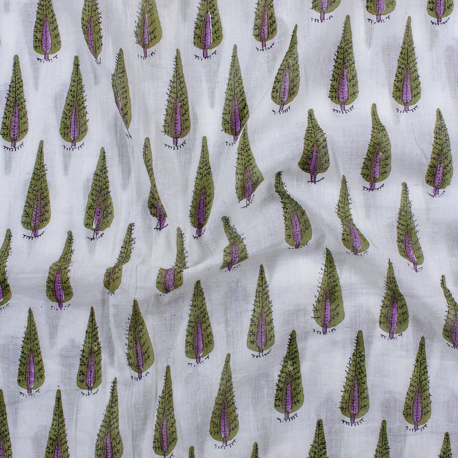 Leaf Hand Block Printed Cotton Fabric Online