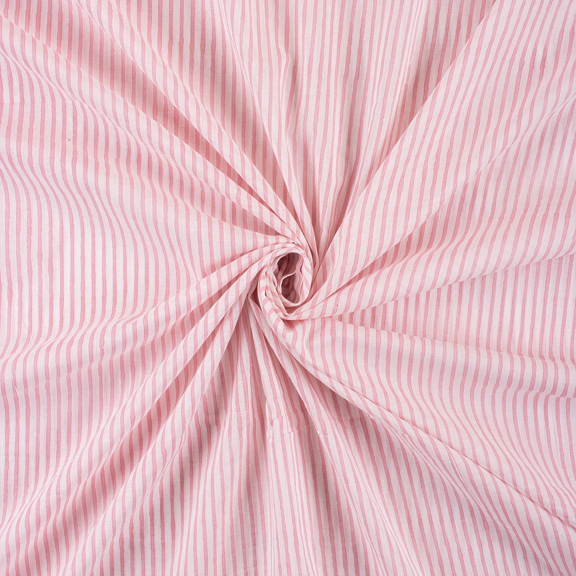 Pink Striped Printed Cotton Fabric