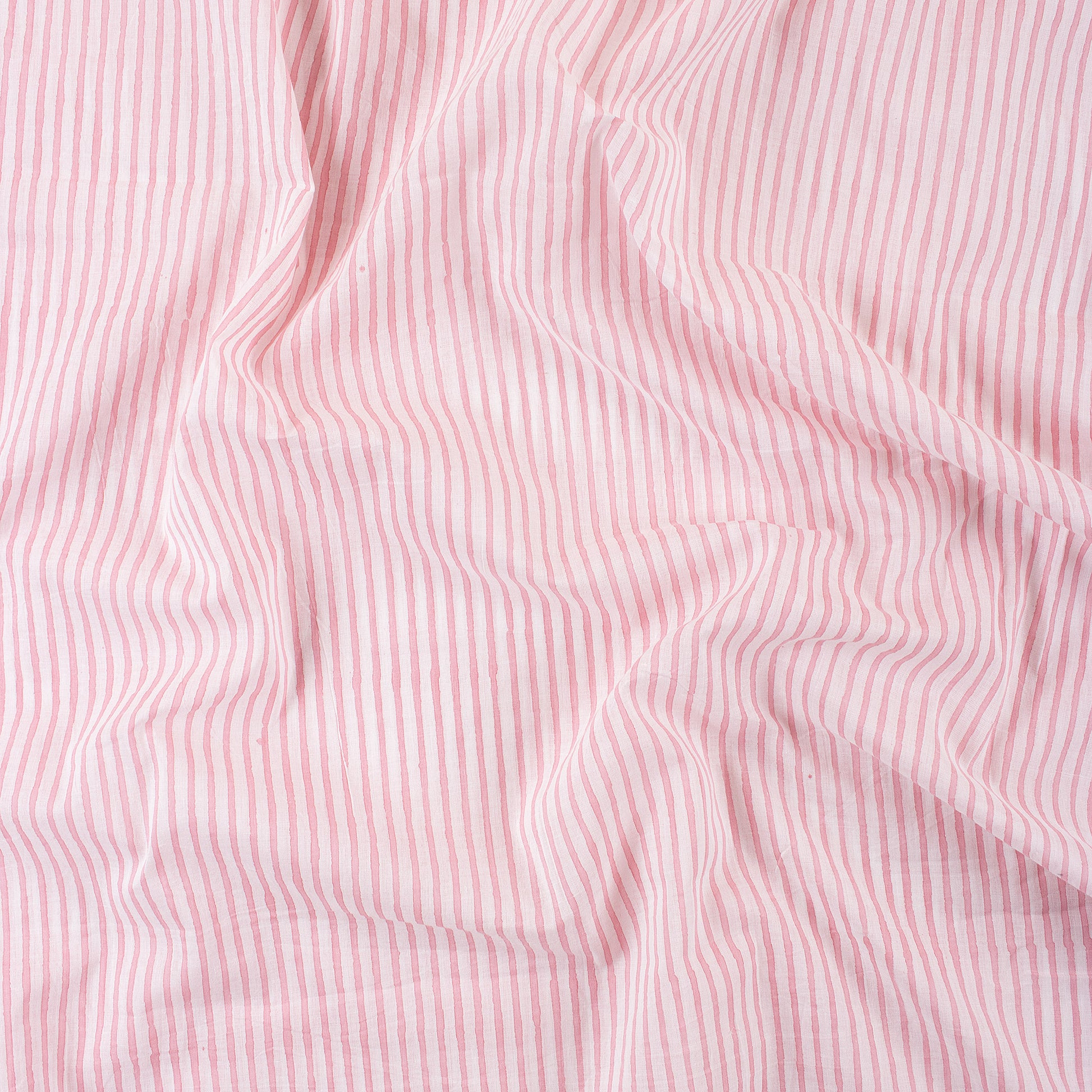 Pink Striped Printed Cotton Fabric