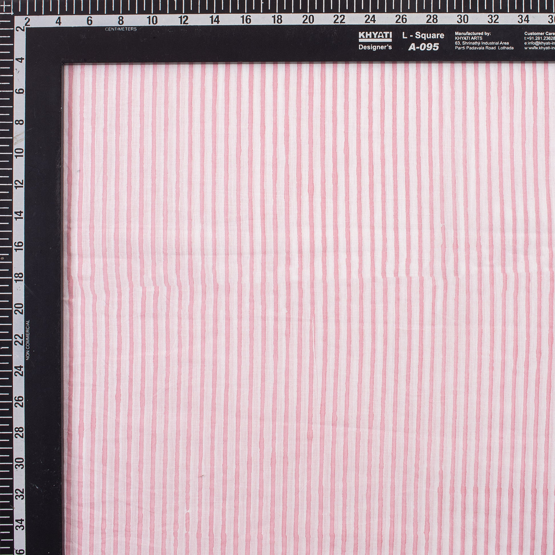 Pink Striped Printed Cotton Fabric