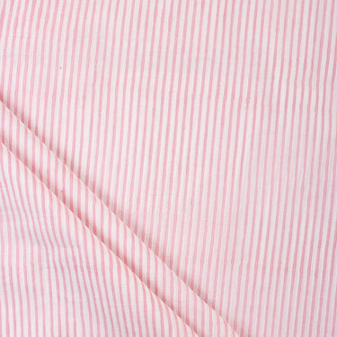 Pink Striped Printed Cotton Fabric