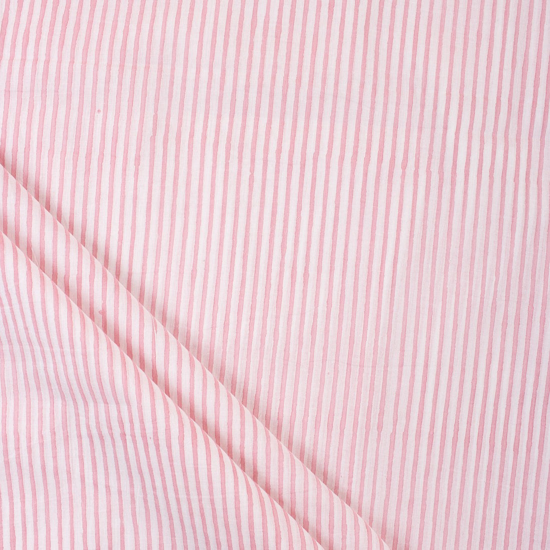 Pink Striped Printed Cotton Fabric