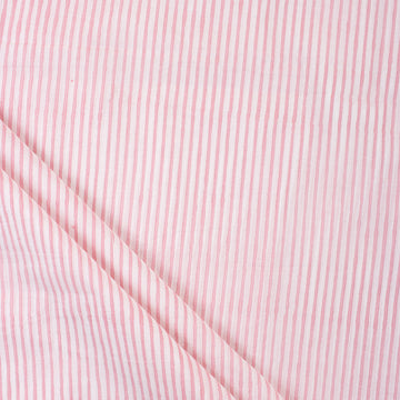 Pink Striped Printed Cotton Fabric