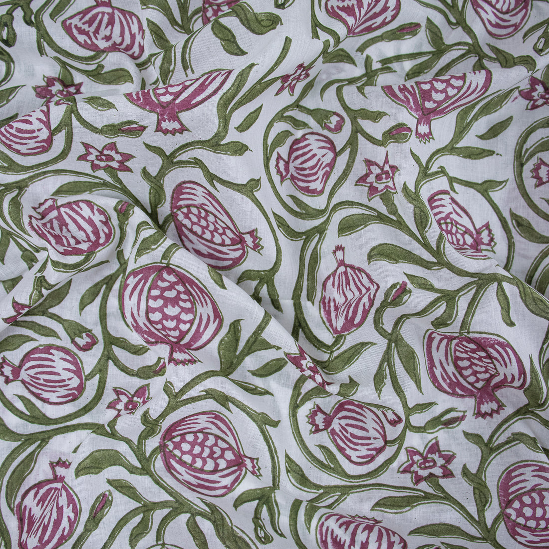 Hand Blocked Fabric Fruit Printed Pure Cotton For Dress Online