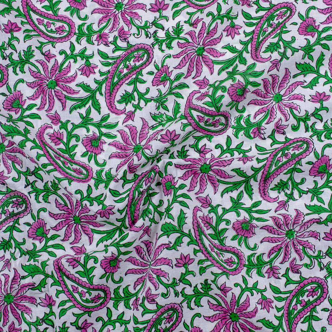 Multicolor Paisley Pure Cotton Jaipur Block Print Fabric Online