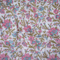 Hand Block Floral Printed Pure Cotton Fabric For Dress Material Online