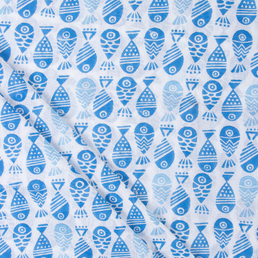 Fish Printed Pure Cotton Fabric