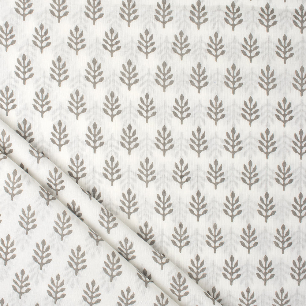 Voile Leaf Hand Block Printed Cotton fabric