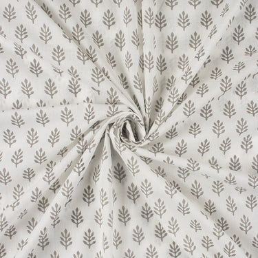 Voile Leaf Hand Block Printed Cotton fabric