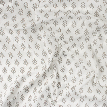 Voile Leaf Hand Block Printed Cotton fabric
