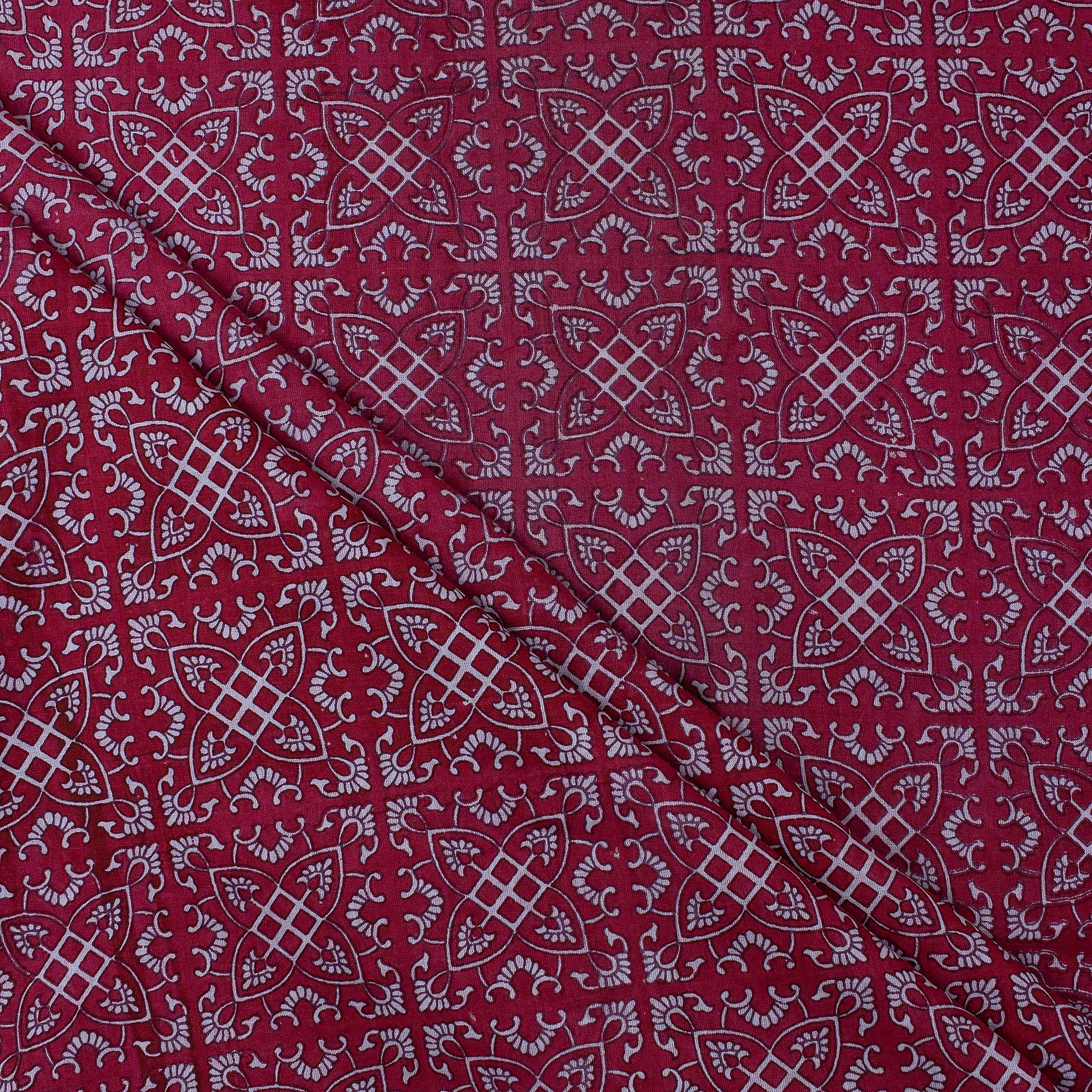 Maroon Block Print Fabric Online