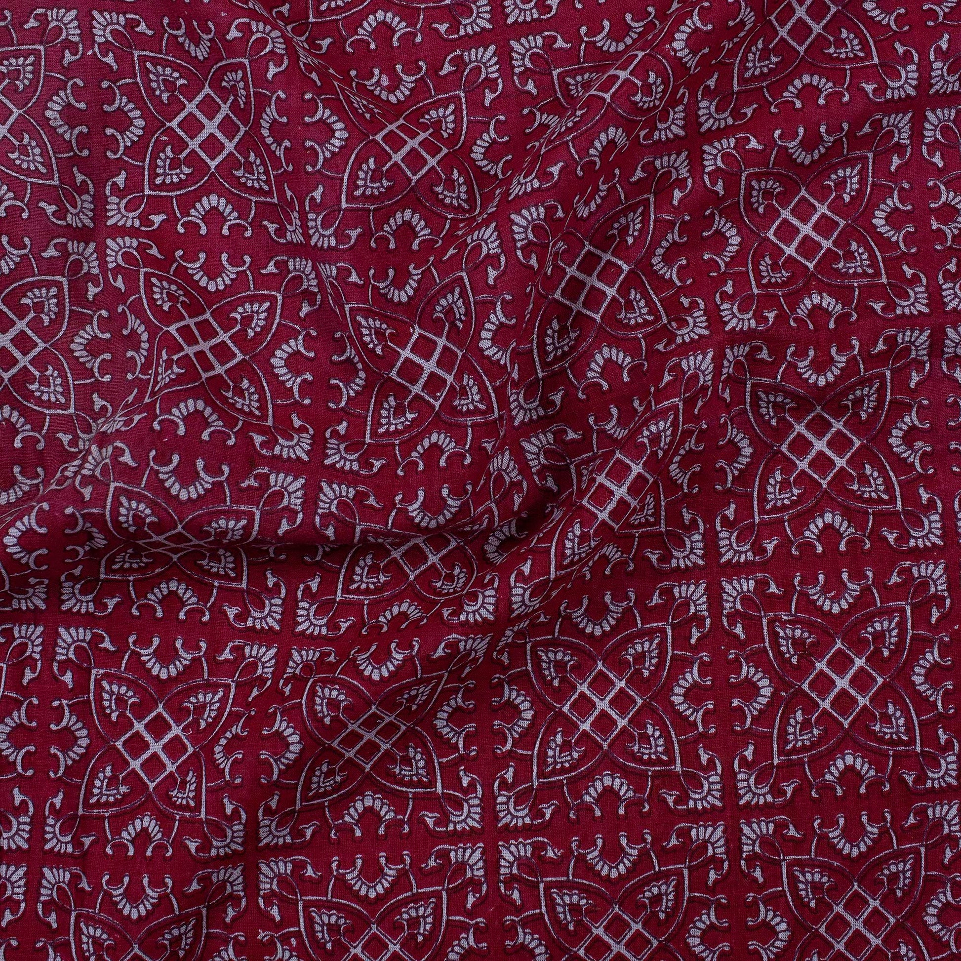 Maroon Block Print Fabric Online