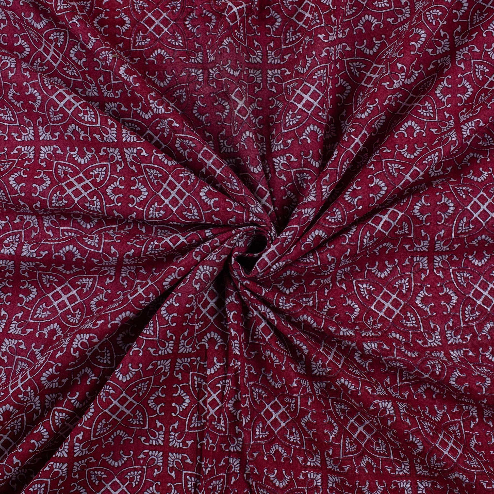 Maroon Block Print Fabric Online