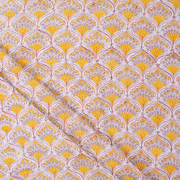 Yellow Floral Print Soft Cotton Fabric