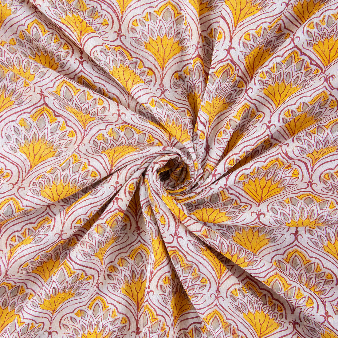 Yellow Floral Print Soft Cotton Fabric