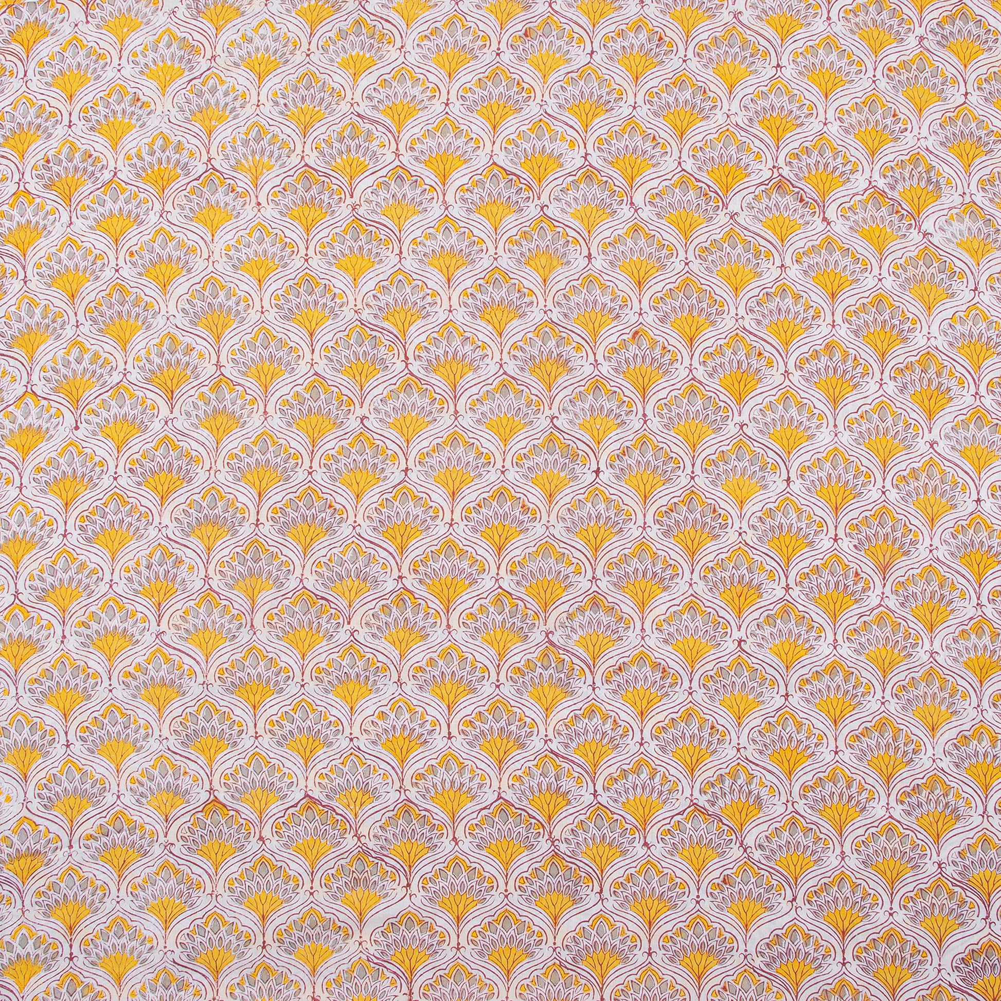 Yellow Floral Print Soft Cotton Fabric