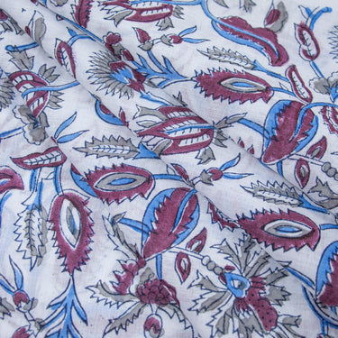 Hand Block Cotton Flower Printed Fabric Online