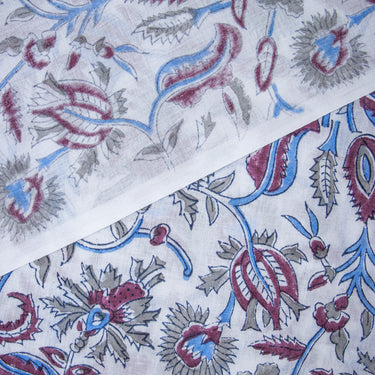 Hand Block Cotton Flower Printed Fabric Online