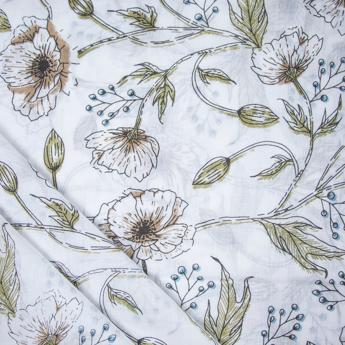 Floral Block Printed Cotton Soft Cotton Fabric For Dress Material