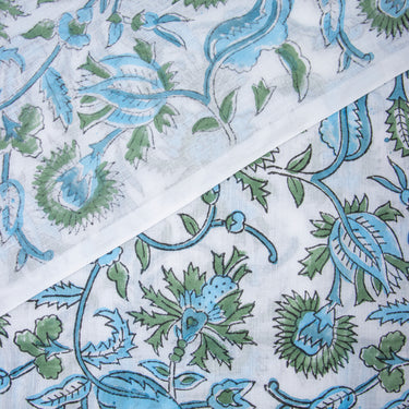 Floral Block Printed Soft Mulmul Cotton Fabric Online