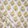 Cotton Silk Fabric Yellow Floral Block Printed Soft Online