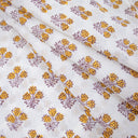 Block Print Fabric Yellow Floral Hand Soft Cotton For Dress Material