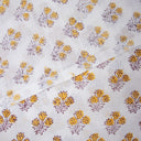 Block Print Fabric Yellow Floral Hand Soft Cotton For Dress Material