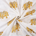 Hand Block Elephant Printed Cotton Running Fabric